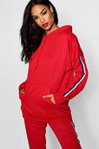 Boohoo Woman Sports Striped Sleeve Hoody