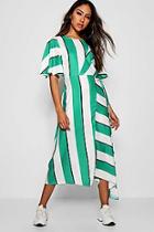Boohoo Asymmetric Stripe Spliced Midi Dress