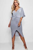 Boohoo Plus Mia Slinky Twisted Kimono Sleeve Midi Dress