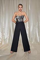Boohoo Premium Cupped Lace Up Wide Leg Jumpsuit