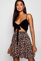 Boohoo Leopard Print Mini Skater Skirt