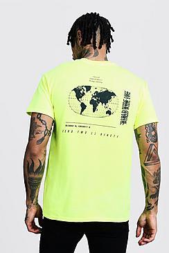 Boohoo Regular Man Globe Print Tee