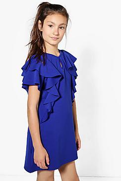 Boohoo Gils Ruffle Front Shift Dress
