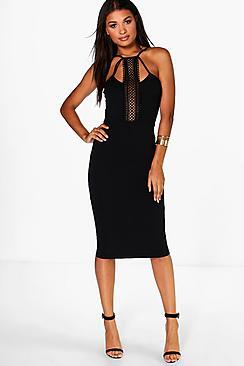 Boohoo Erin Crochet Neck Trim Strappy Midi Dress