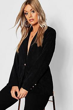 Boohoo Plus Cord Pocket Blazer Jacket