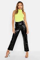 Boohoo High Rise Mock-croc Pu Straight Leg Jeans