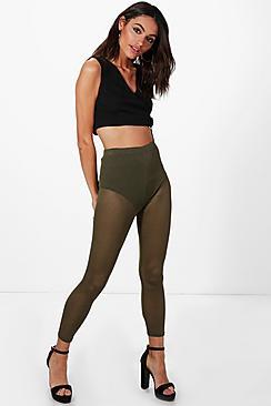 Boohoo Kora Sheer Mesh Ankle Grazer Leggings