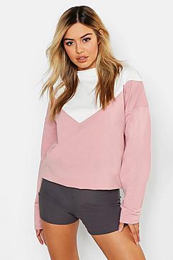 Boohoo Petite Funnel Neck Colour Block Sweat Top