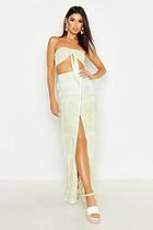 Boohoo Tie Dye Tie Front Bandeau & Maxi Skirt Co-ord