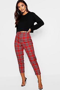 Boohoo Petite Check Tapered Trouser