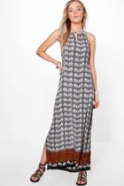 Boohoo Maddy Elephant Print Pom Pom Maxi Dress Multi