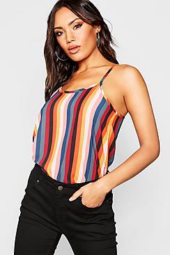 Boohoo Woven Stripe Cami Top