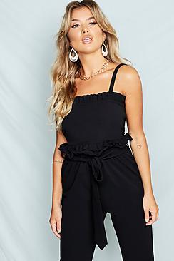 Boohoo Frill Edge Square Neck Crop Top