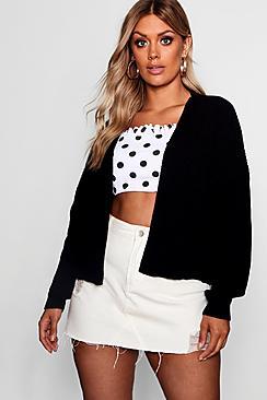 Boohoo Plus Lucy Oversized Rib Crop Cardigan