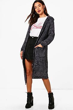 Boohoo Gabbie Chenille Hooded Cardigan
