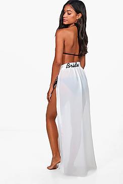 Boohoo Lexi Bride Embroidered Beach Sarong