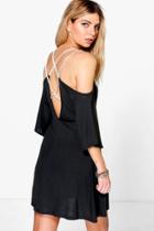 Boohoo Abbey Cross Back Swing Dress Black