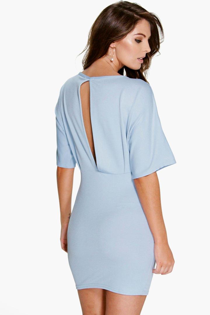 Boohoo Kathy Angel Sleeve Bodycon Dress Sky