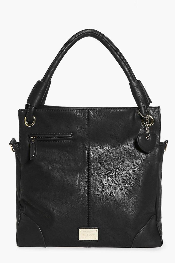 Boohoo Annabel Black Metal Detail Shoulder Tote Black