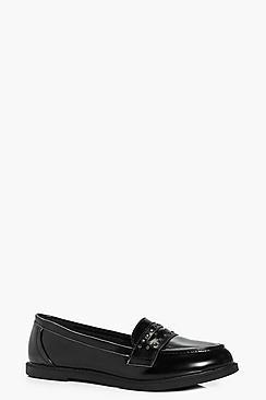 Boohoo Keira Pin Stud Trim Loafer