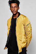 Boohoo Mustard Ma1 Bomber Jacket With Ruched Back