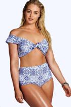 Boohoo Plus Riley Tie Detail Bikini Multi