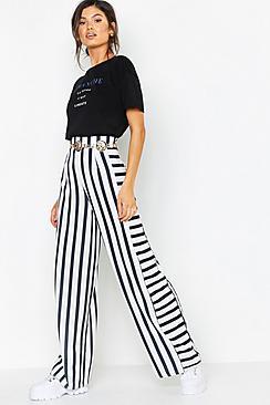 Boohoo Contrast Stripe Woven Wide Leg Trousers