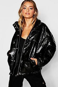 Boohoo Patent Padded Jacket