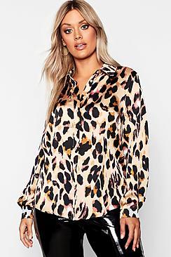 Boohoo Plus Leopard Print Shirt