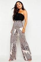 Boohoo Slinky Mixed Leopard Print Wide Leg Trouser