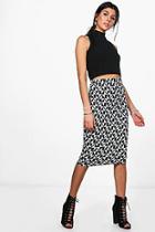 Boohoo Cate Knitted Geo Midi Skirt