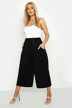 Boohoo Plus Self Belt Structured Culotte Trouser