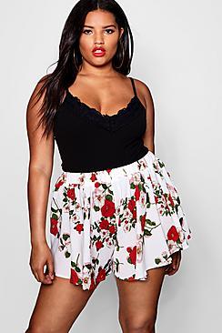 Boohoo Plus Annie Printed Flippy Hem Short