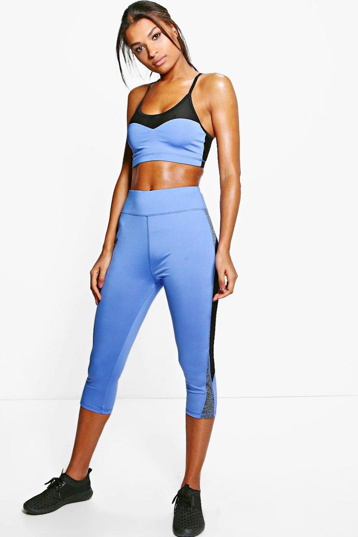 Boohoo Aimee Fit Capri Running Leggings Purple