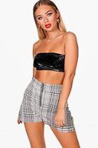 Boohoo Esme Zip Front Checked Shorts