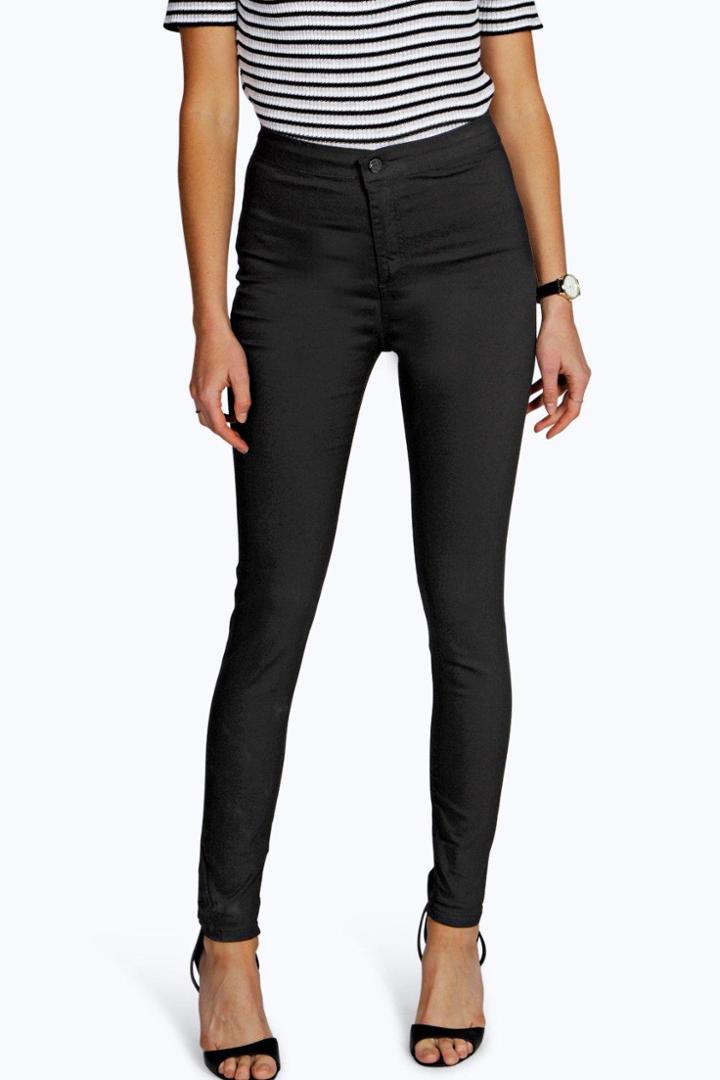 Boohoo Sarah Stretch High Waist Jeans Black