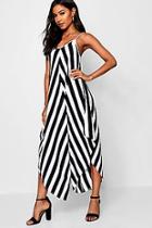 Boohoo Bold Stripe Hanky Hem Jumpsuit