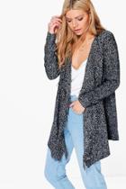 Boohoo Ruby Fringed Waterfall Cardigan Black