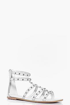 Boohoo Rosie Studded Leather Gladiator