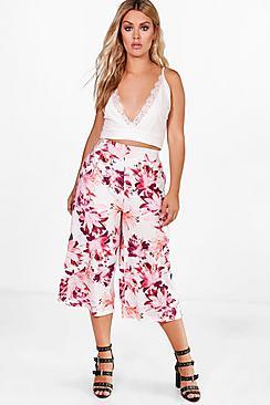 Boohoo Plus Kirsty Slinky Floral Culotte Trouser