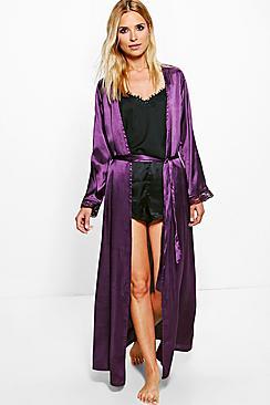 Boohoo Paige Maxi Lace Sleeve Kimono Robe