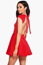 Boohoo Petite Hailey Scuba Backless Skater Dress