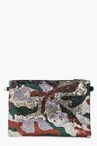 Boohoo Rachel Camo Sequin Embellished Clutch Bag