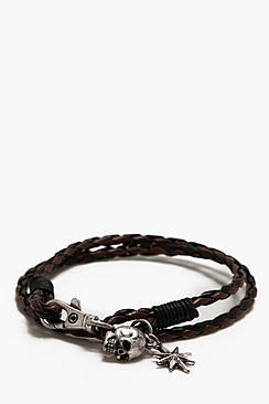 Boohoo Skull And Star Wrap Bracelet