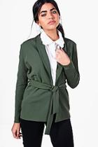 Boohoo Olivia Tailored Collared Belted Blazer