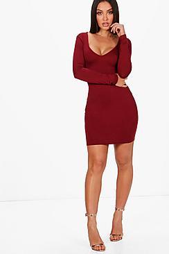 Boohoo Regan Sweetheart Long Sleeved Bodycon Dress