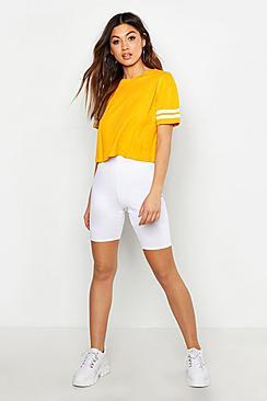 Boohoo Sports Stripe Sleeve Crop T-shirt