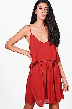 Boohoo Ashlee Open Shoulder Skater Dress