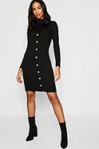 Boohoo Tall Tortoise Shell Button Micro Mini Dress