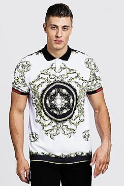 Boohoo Polo With Baroque Print